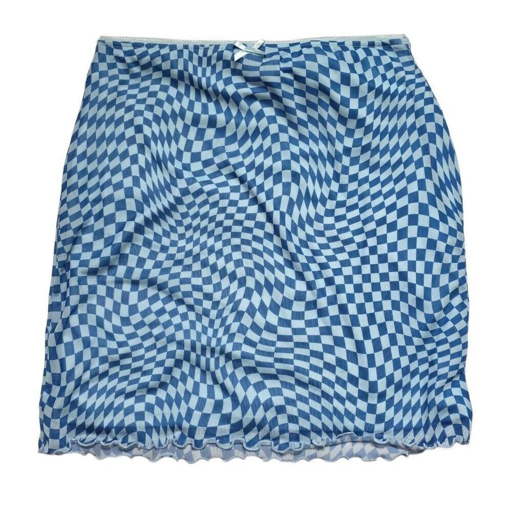 Wild Fable Women's Size Small Blue Check Slip Skirt